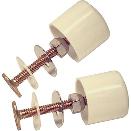 Swivel Toilet Bolt with Plastic Screw-On Cap; 0.25 in. - Solid Brass; White SW434147